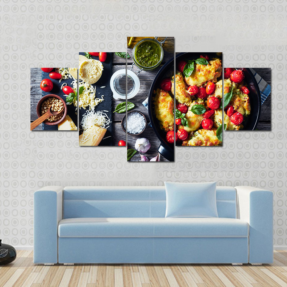 Baked Chicken Breast Rolls With Ingredients Canvas Wall Art