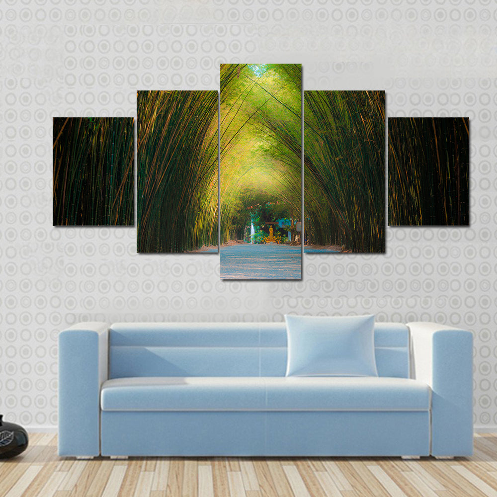 Tunnel Bamboo Trees In Thailand Canvas Wall Art