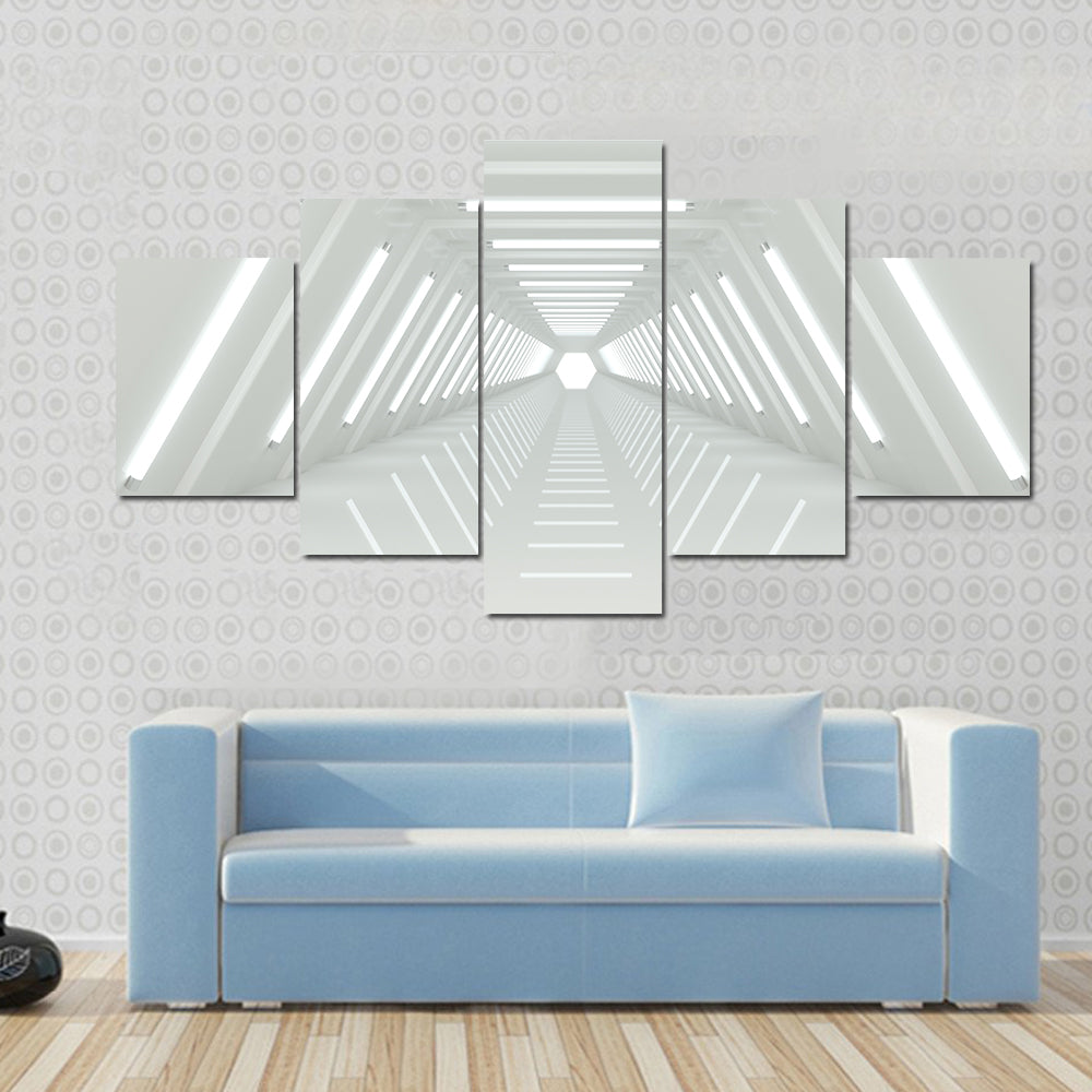 White Corridor Tunnel Canvas Wall Art