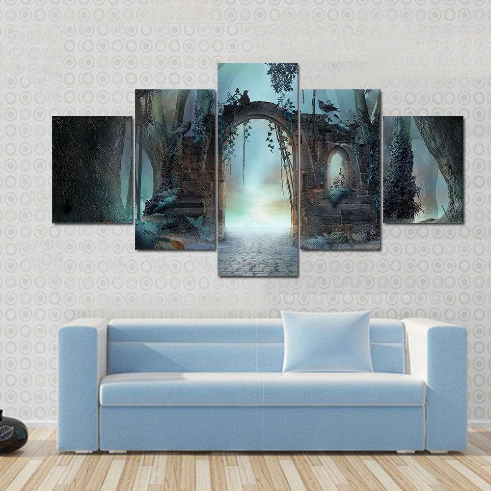 Archway In An Enchanted Fairy Forest Canvas Wall Art