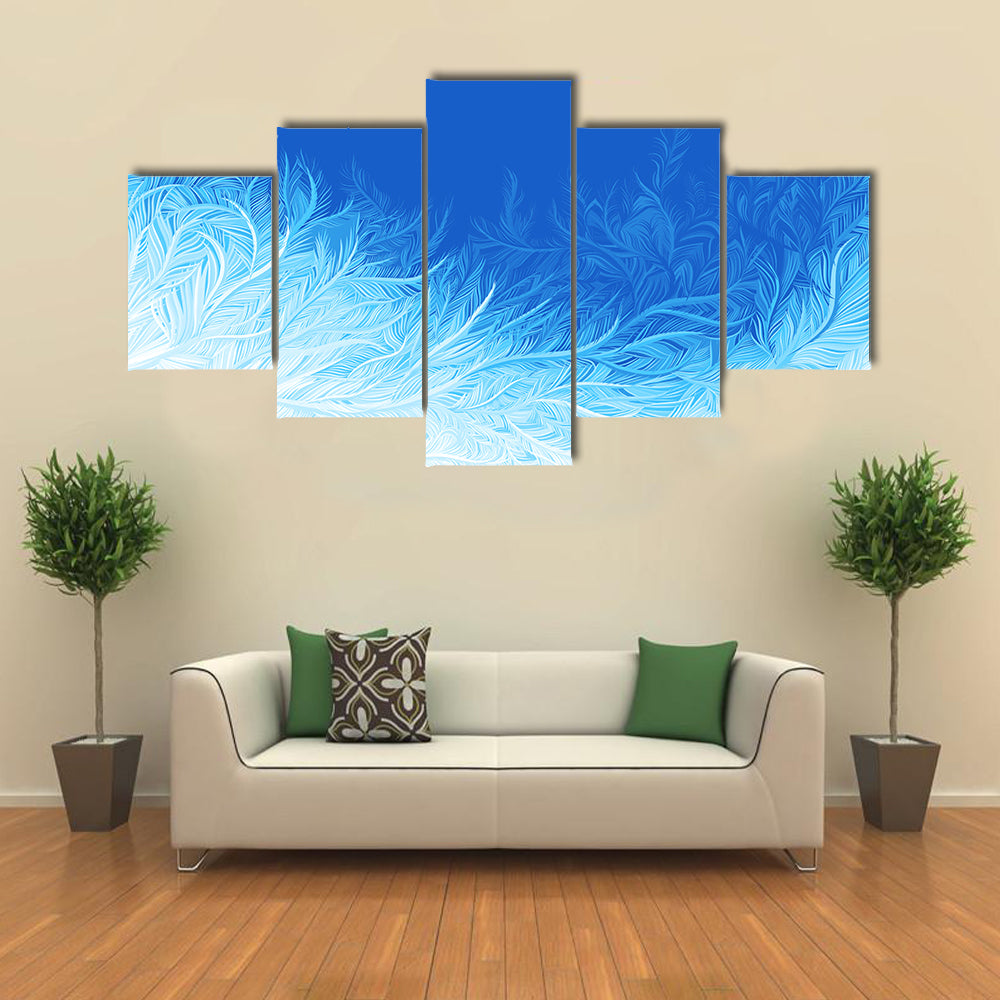 Winter Blue Curly Ice Frost Canvas Wall Art
