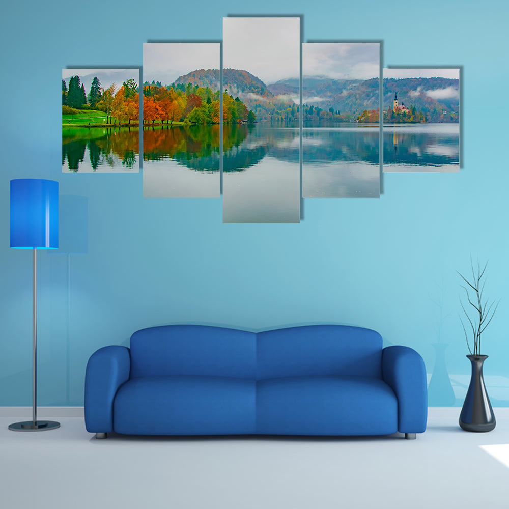 Autumn at Bled Lake, Slovenia Canvas Wall Art