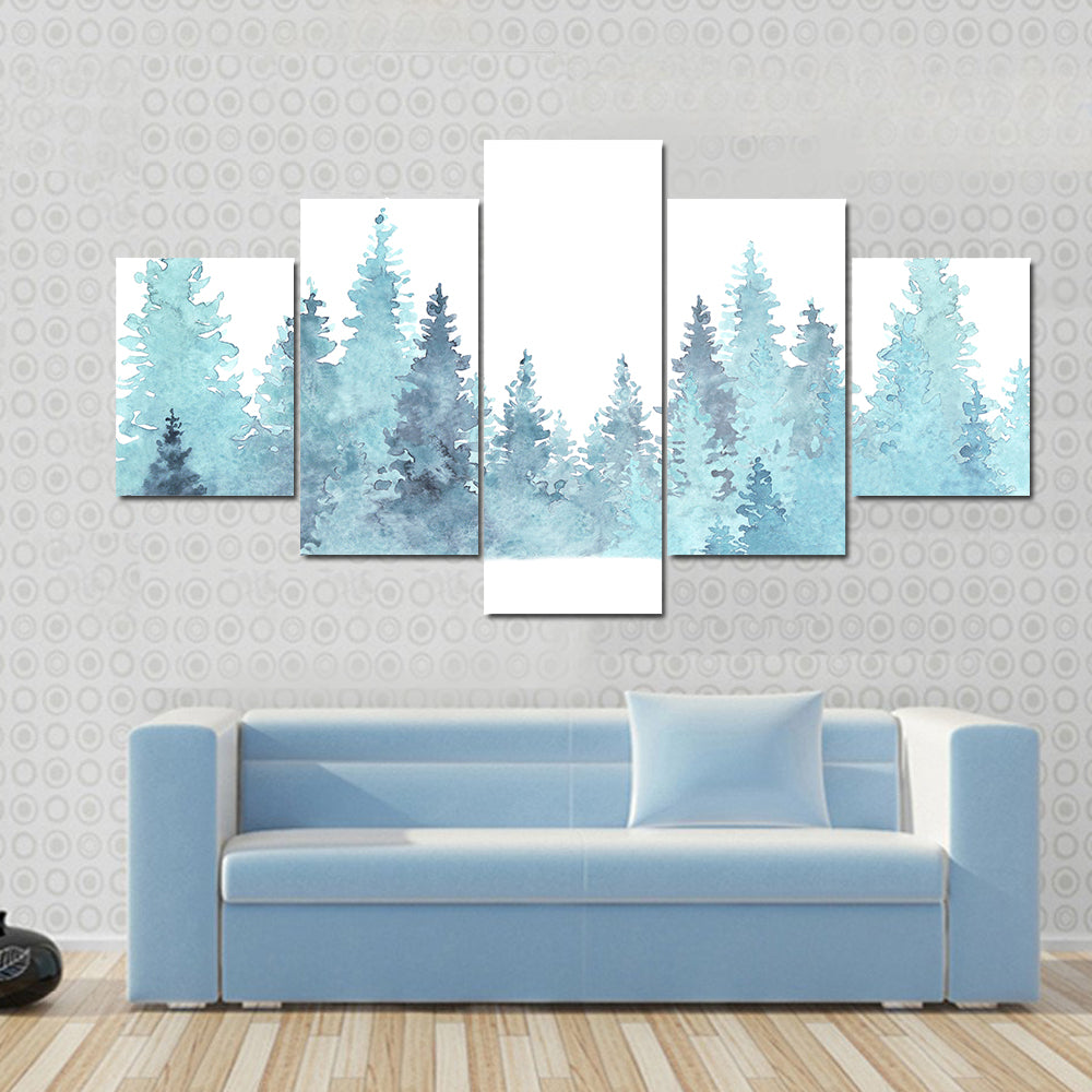 Watercolor Coniferous Forest Canvas Wall Art