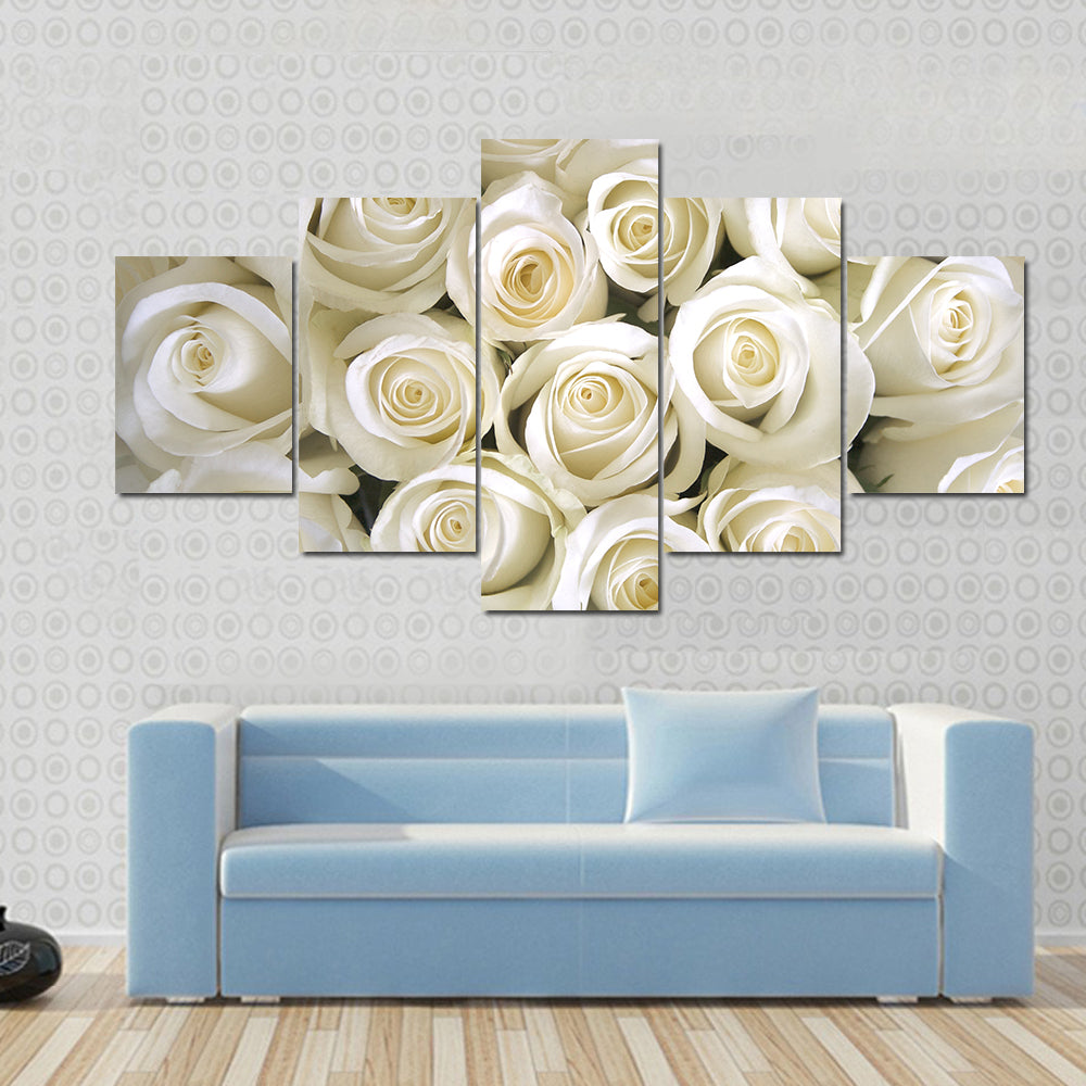 Silky White Roses Canvas Wall Art