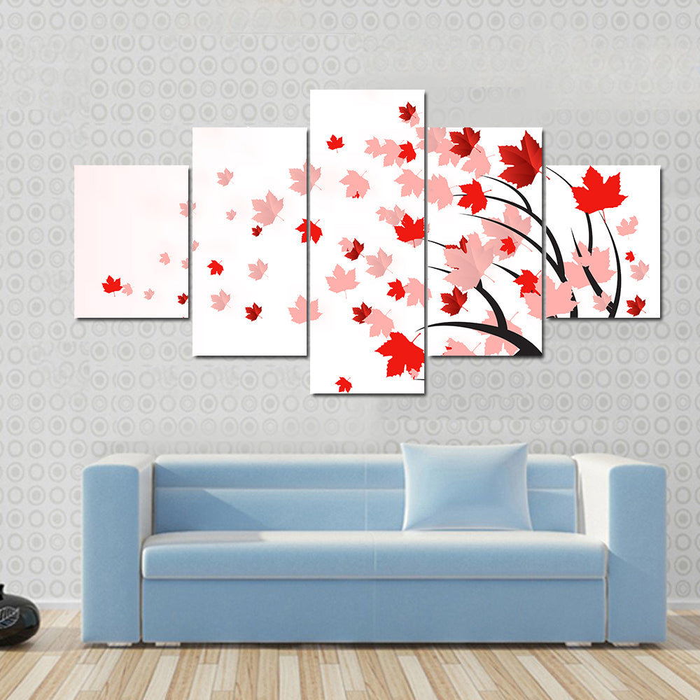 Red Autumn Tree Canvas Wall Art