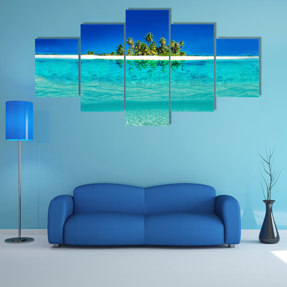 Tropical Island Reflection on the Sea Canvas Wall Art