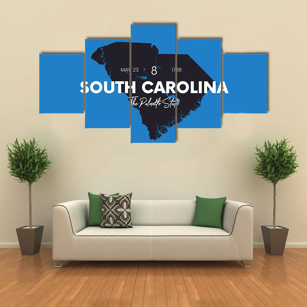 South Carolina Map Silhouette Canvas Wall Art