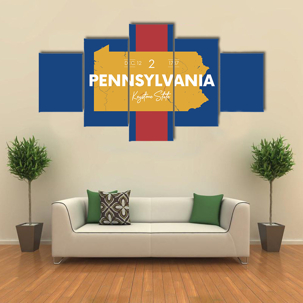Pennsylvania Typographic Map Canvas Wall Art
