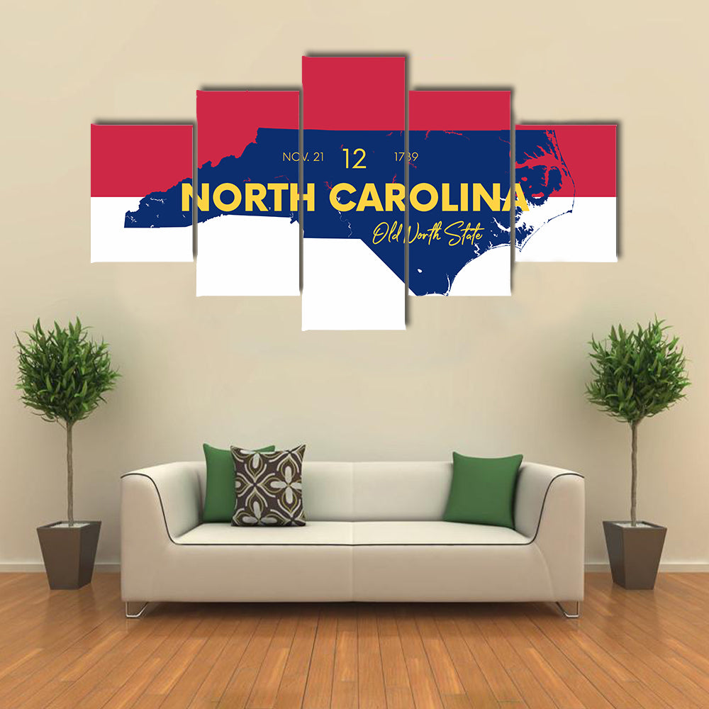 North Carolina Map Canvas Wall Art