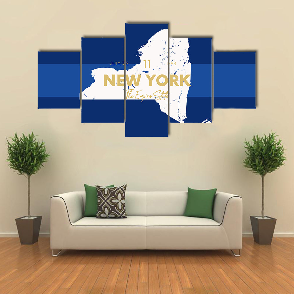 New York State Map Canvas Wall Art