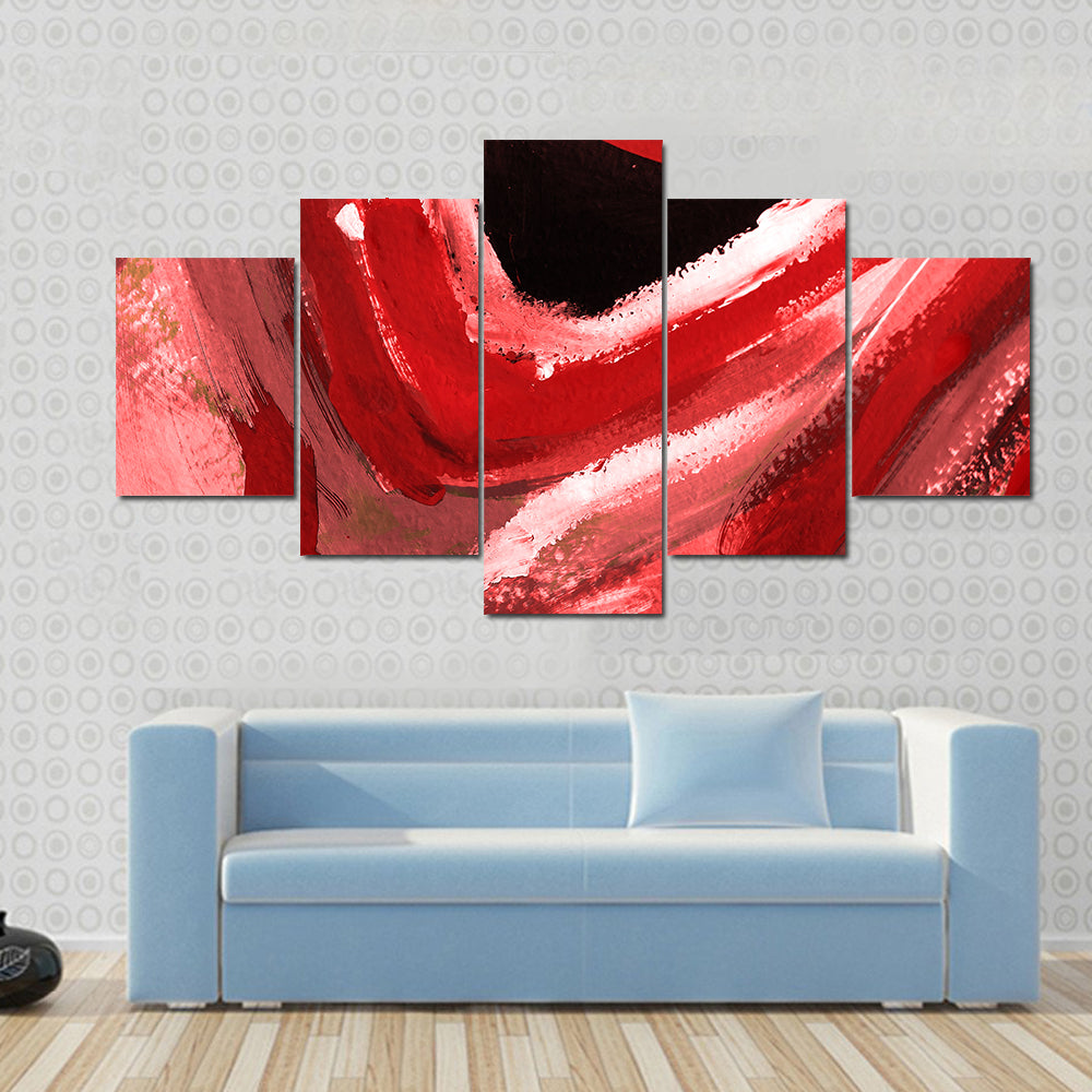 Red and Pink Abstract Brushstrokes Canvas Wall Art