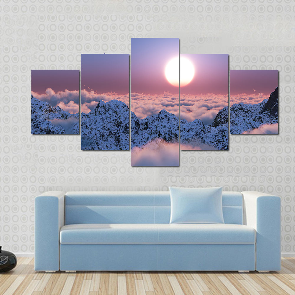 Scenic Mountain Sunset Canvas Wall Art