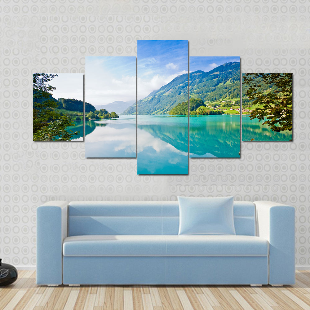 Majestic Mountain Lake In Switzerland Canvas Wall Art