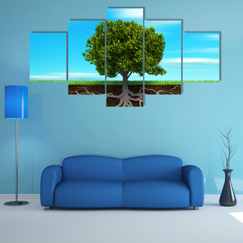 Root Of A Tree Illustration Canvas Wall Art