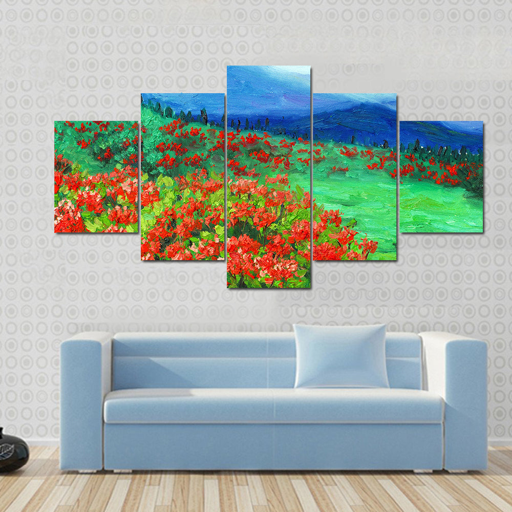 Oil Painted Wildflower Field Canvas Wall Art