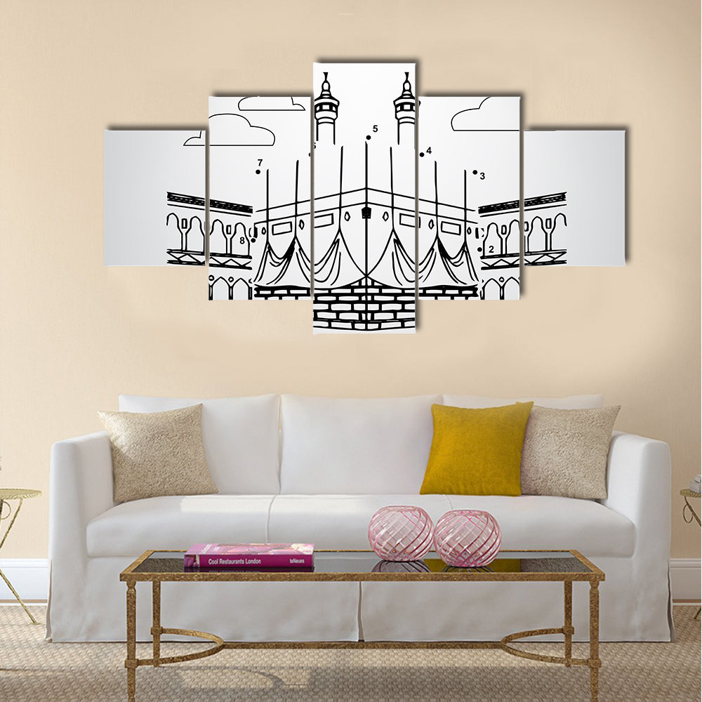 Kaaba Numbered Dot Puzzle Illustration Canvas Wall Art