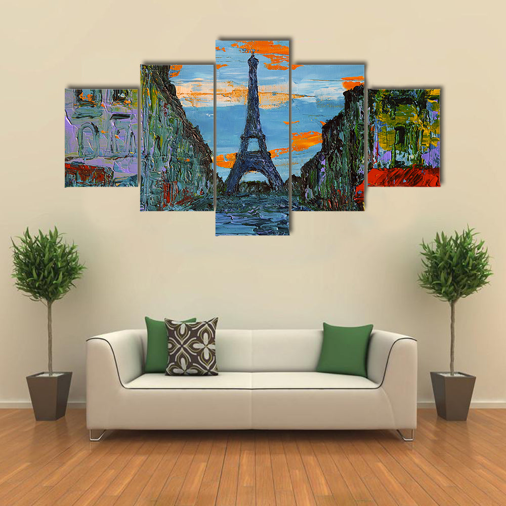Paris Street at Sunset Canvas Wall Art