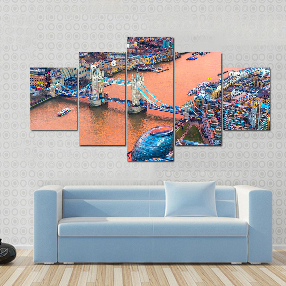Tower Bridge And Thames River In London Canvas Wall Art