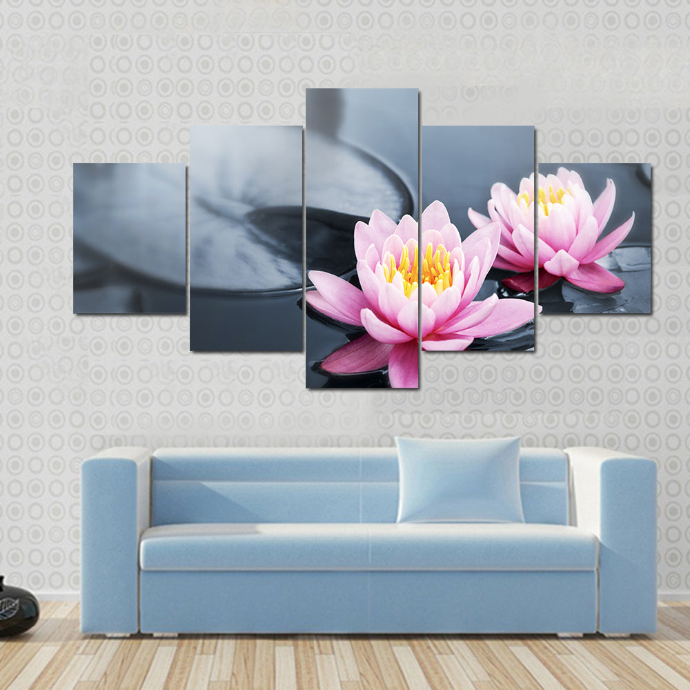 Pink Lotus Blossoms Canvas Wall Art