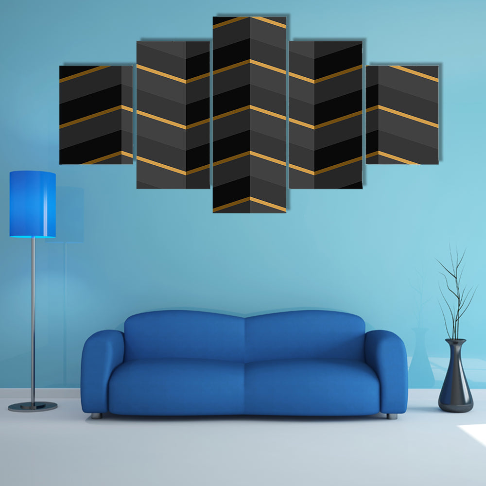 Black and Gold Striped Geometric Canvas Wall Art
