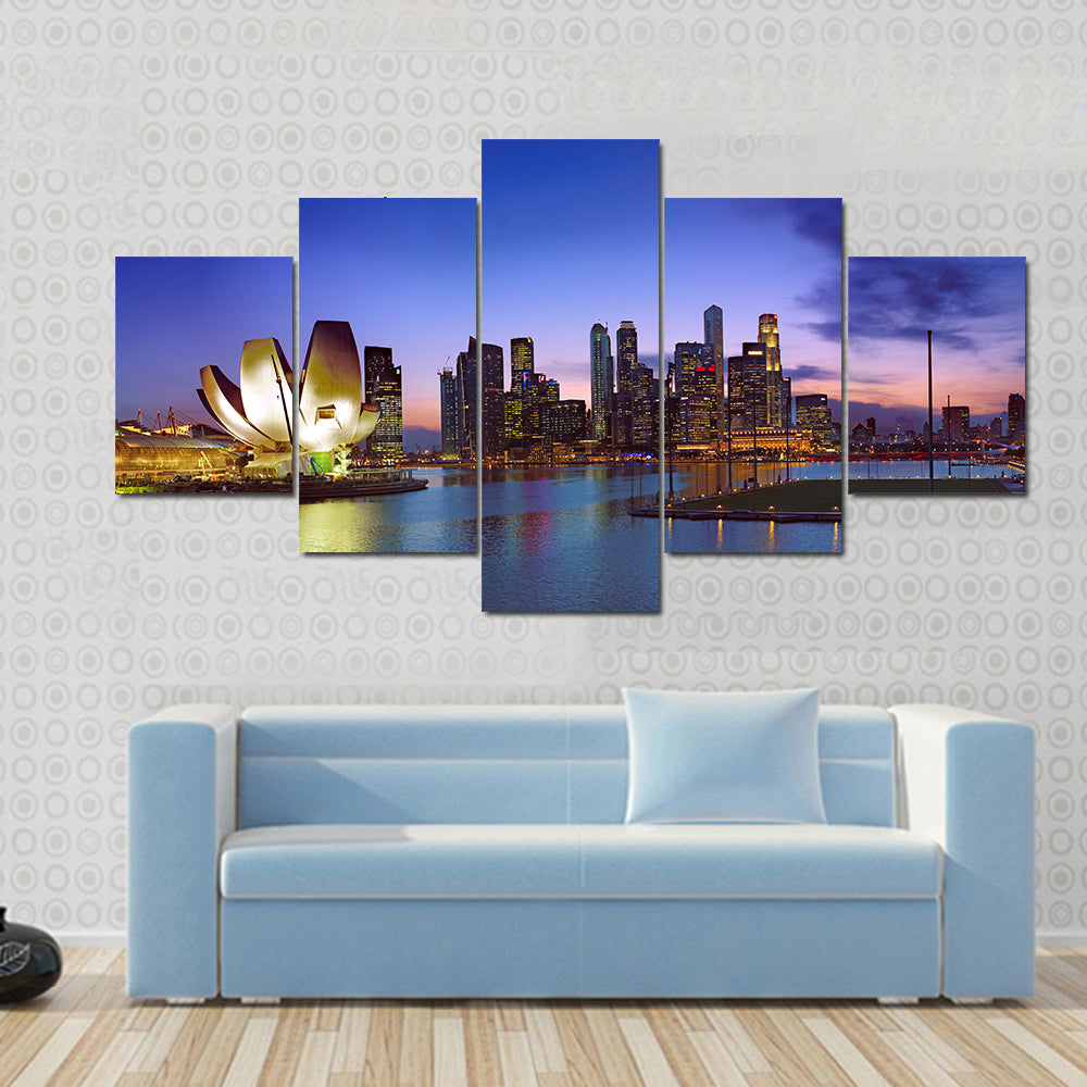 Singapore In Twilight Canvas Wall Art