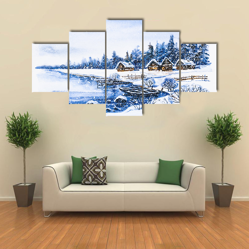 Frozen Winter Village Canvas Wall Art