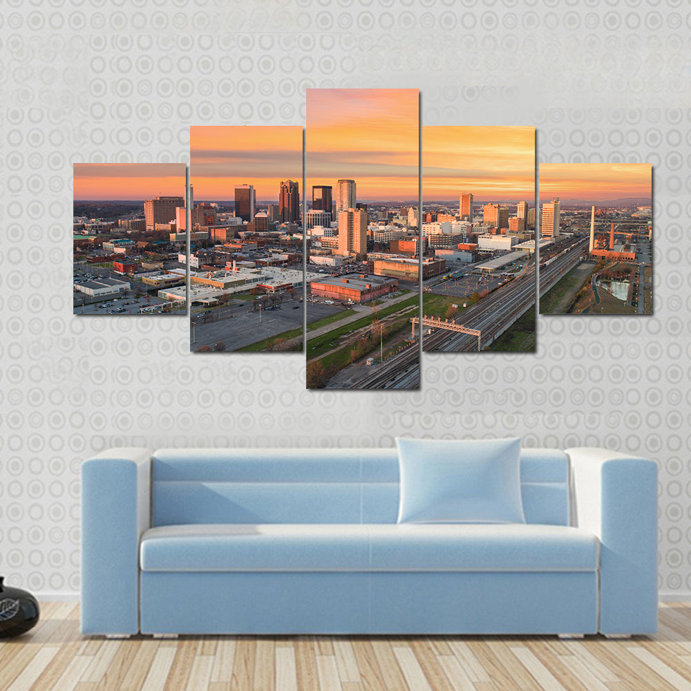 Birmingham Downtown Skyline at Sunset Canvas Wall Art