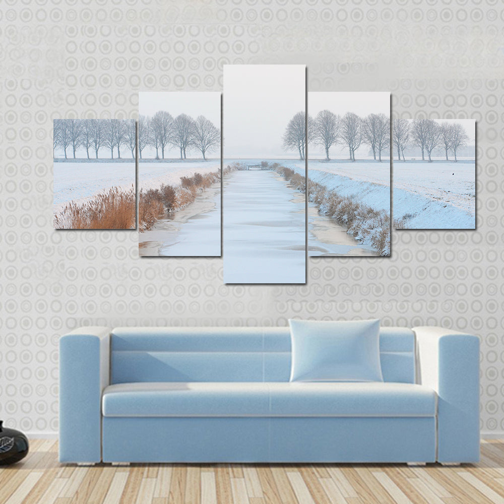 Winter Landscape In Holland Canvas Wall Art