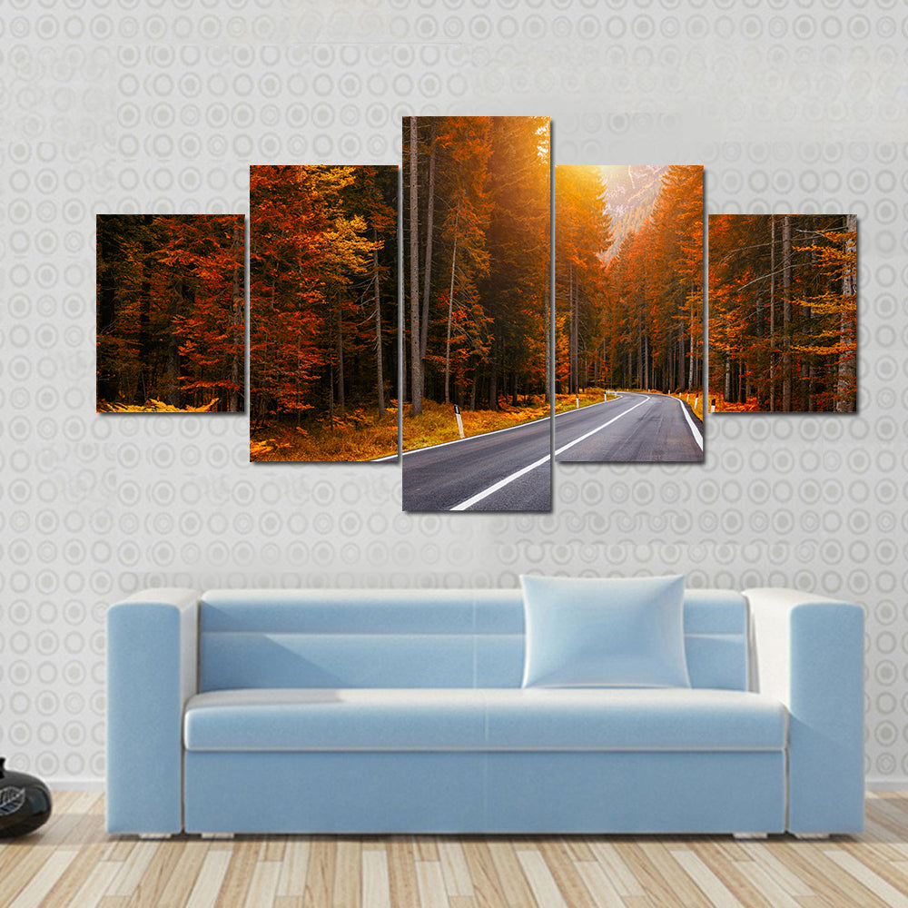 Asphalt Roads In Italian Alps In South Tyrol Canvas Wall Art