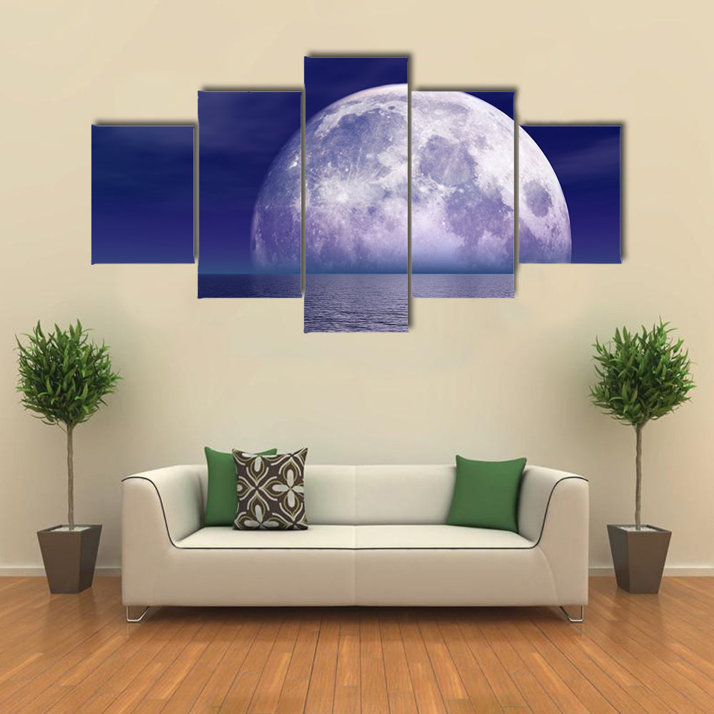 Full Moon Over Water Canvas Wall Art