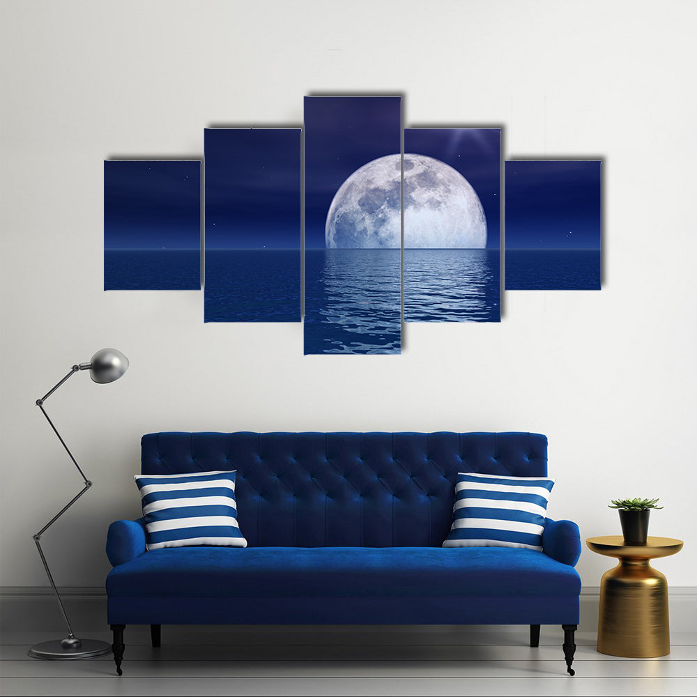 Quasar Star Over Night Moon Over Sea Wall Art