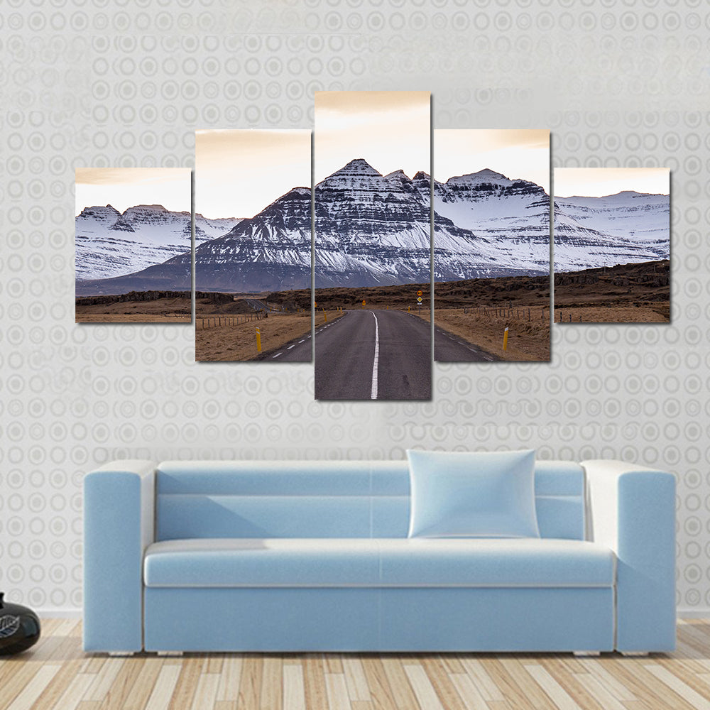 Ring Road At Sunset In East Fjords In Iceland Canvas Wall Art