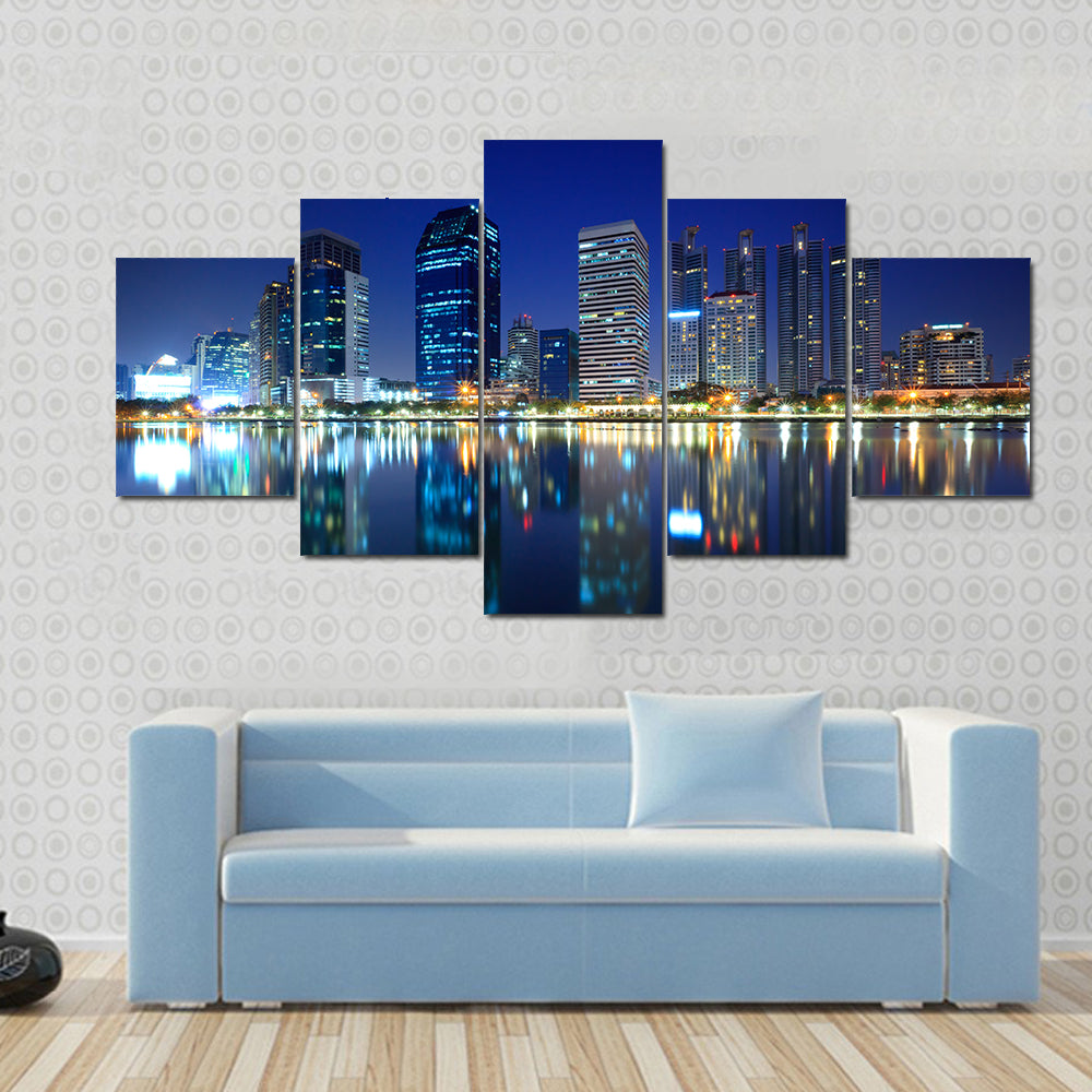 Bangkok City At Night In Thailand Canvas Wall Art