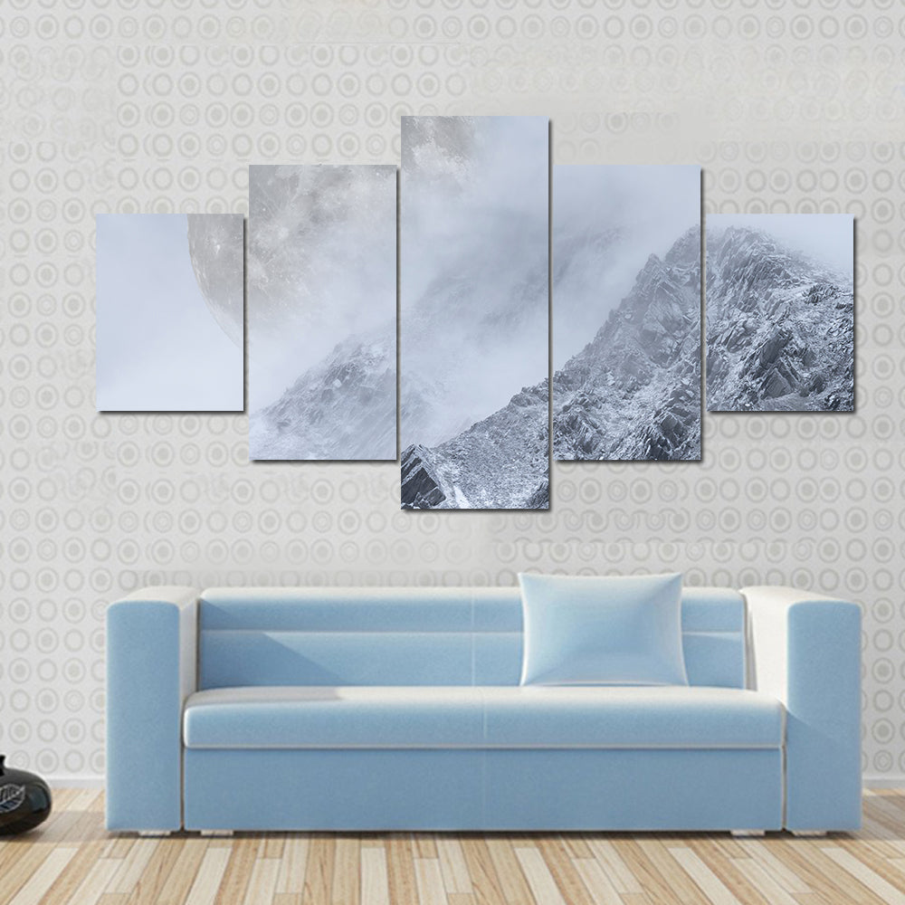 Supermoon Above Mountain Range Canvas Wall Art