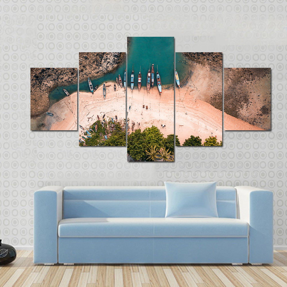Aerial View Of Fisherman Village In The Island Of Koh Samui, Thailand Canvas Wall Art