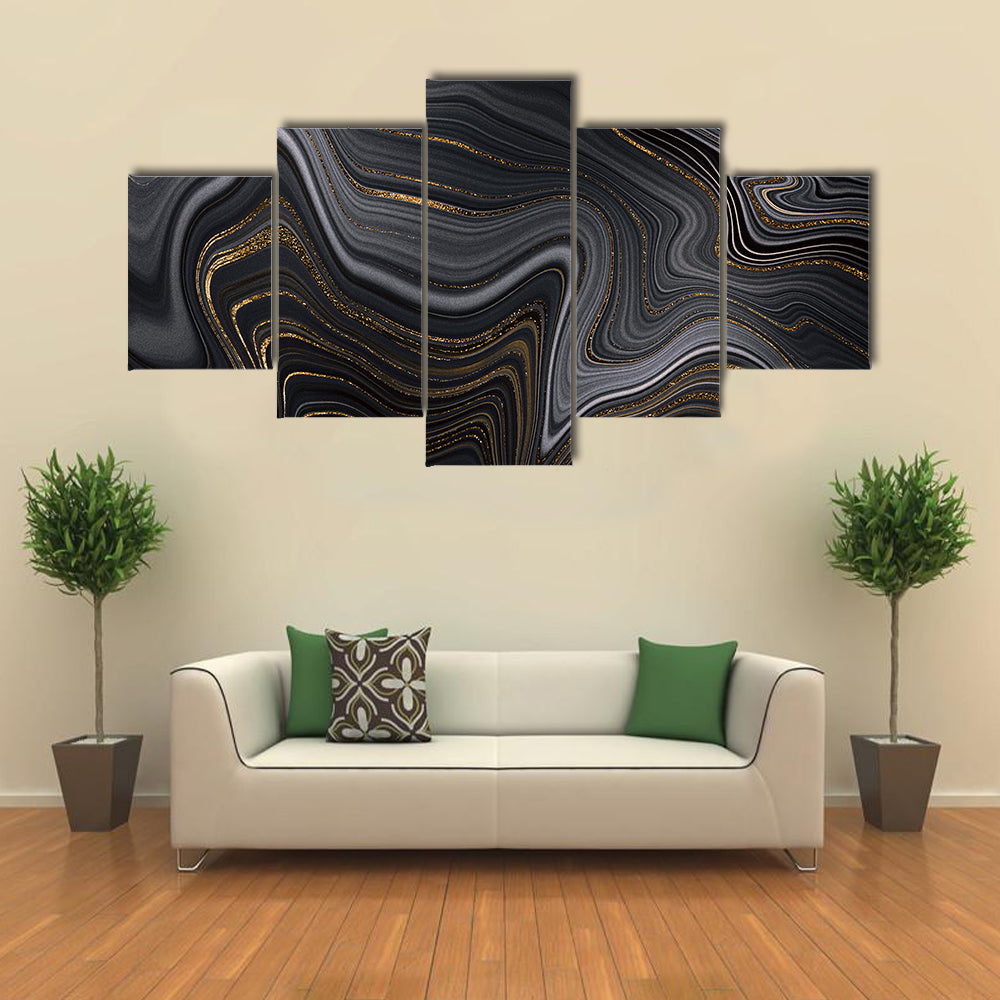 Golden Veins Texture Canvas Wall Art