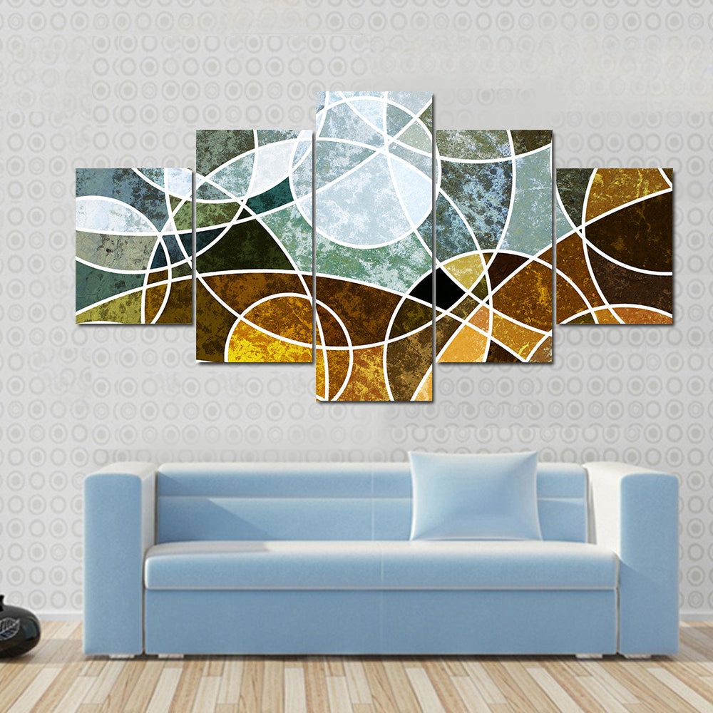 Abstract Geometric Circles in Blue and Green Canvas Wall Art