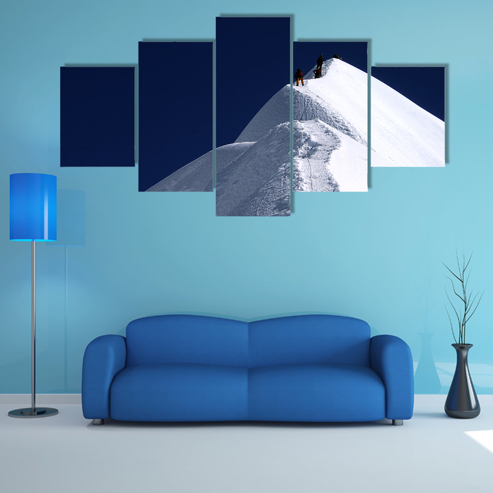 Climbers on Nepal Mountain Peak Canvas Wall Art