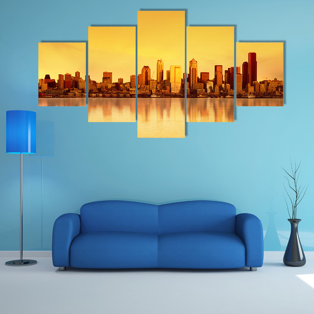 Seattle Skyline at Sunset Canvas Wall Art