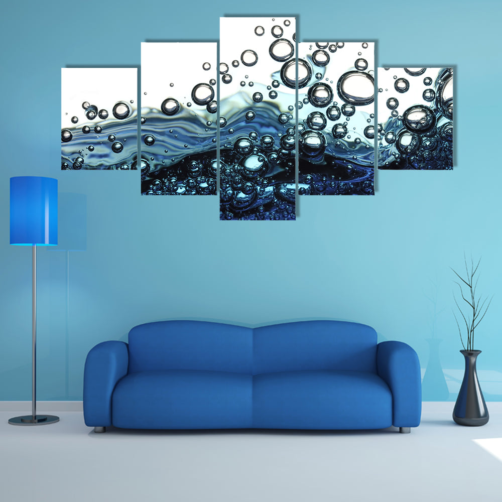 Surface Bubbles Blue Water Abstract Canvas Wall Art