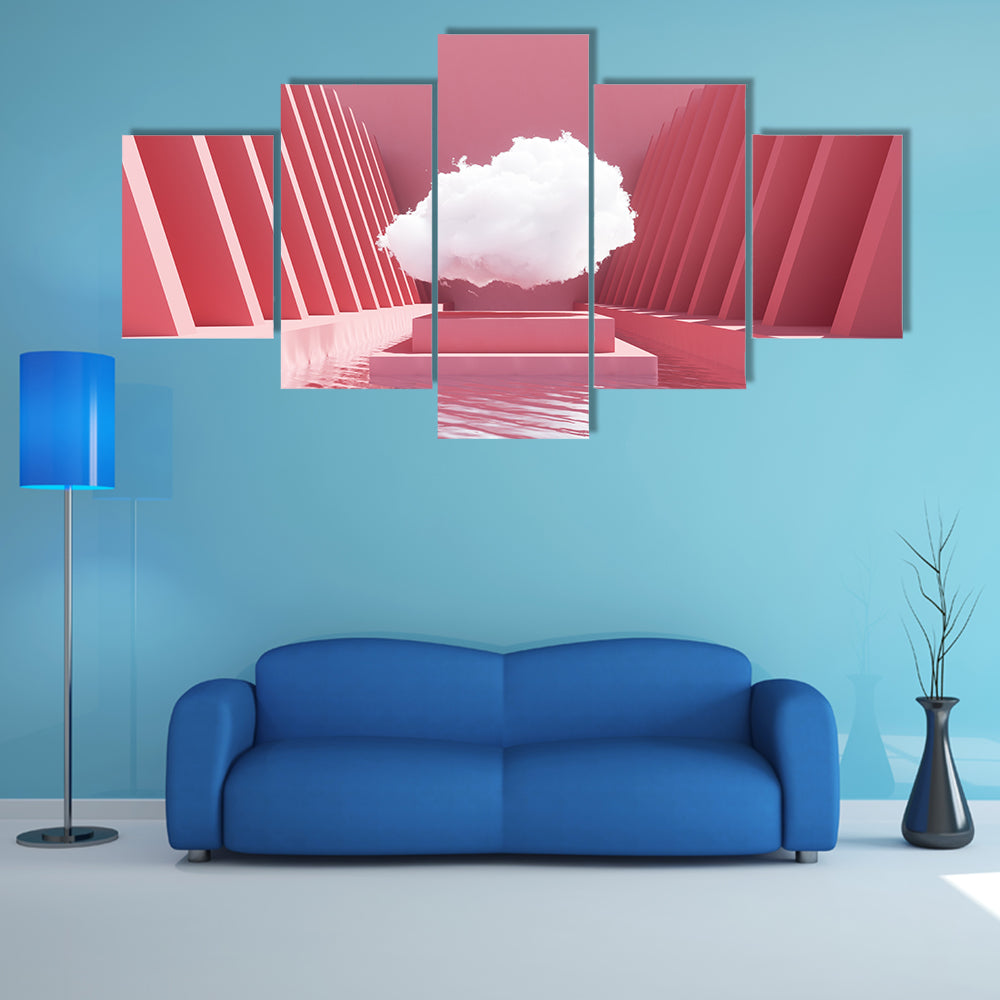 Reflective Pink Pool Abstract Canvas Wall Art