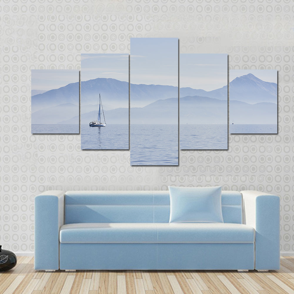 Sailing Boat At Sunrise Canvas Wall Art
