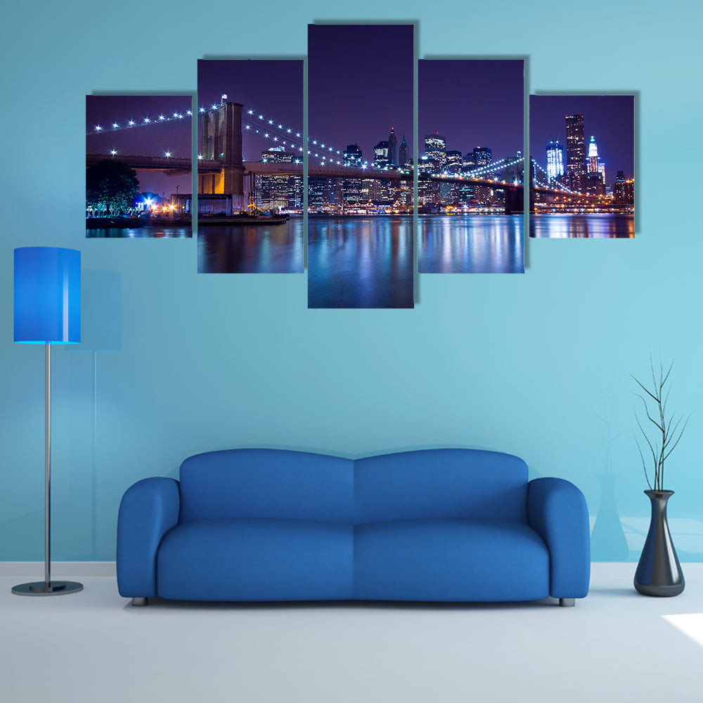 Brooklyn Bridge at Night Canvas Wall Art