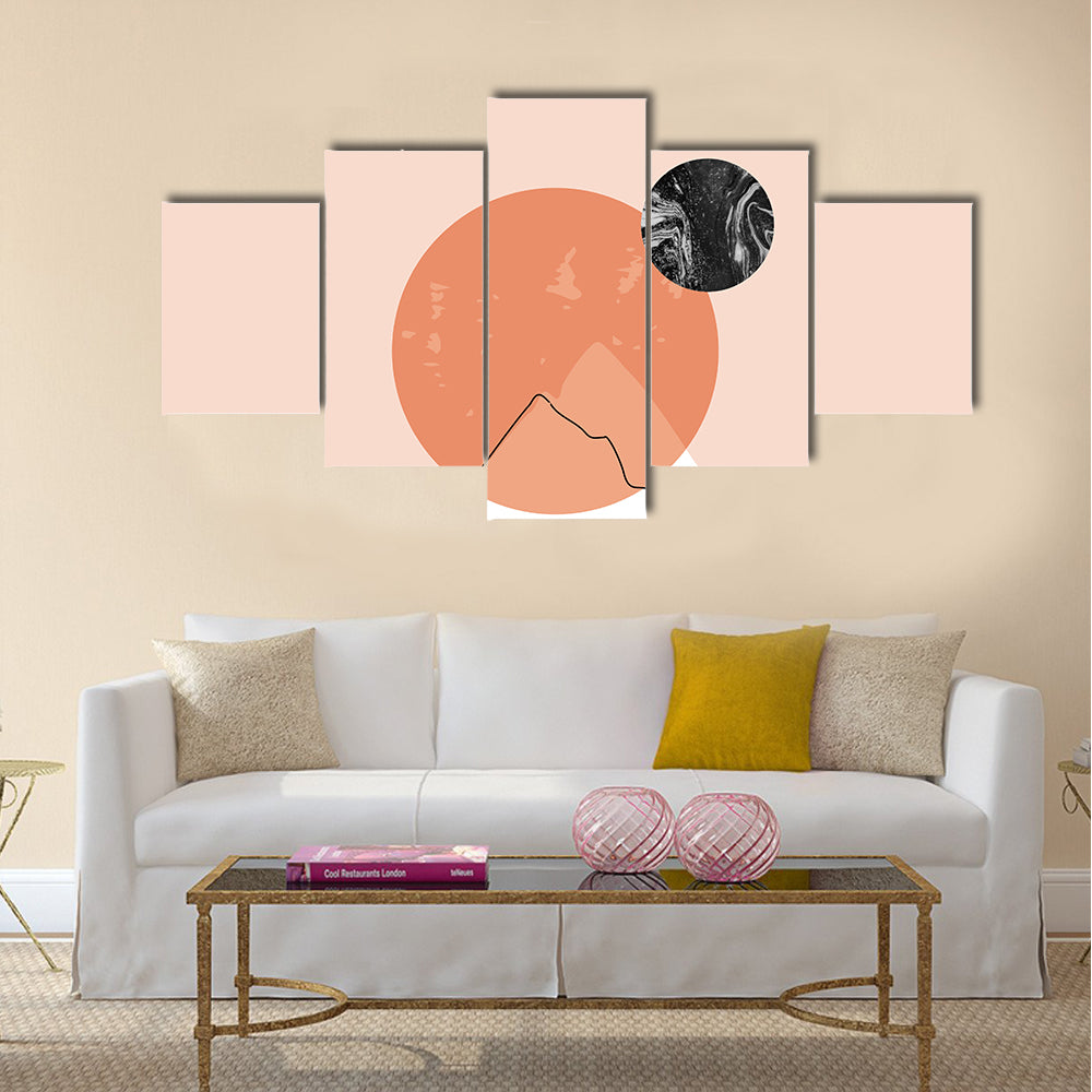 Peach Mountain Minimalist Line Canvas Wall Art