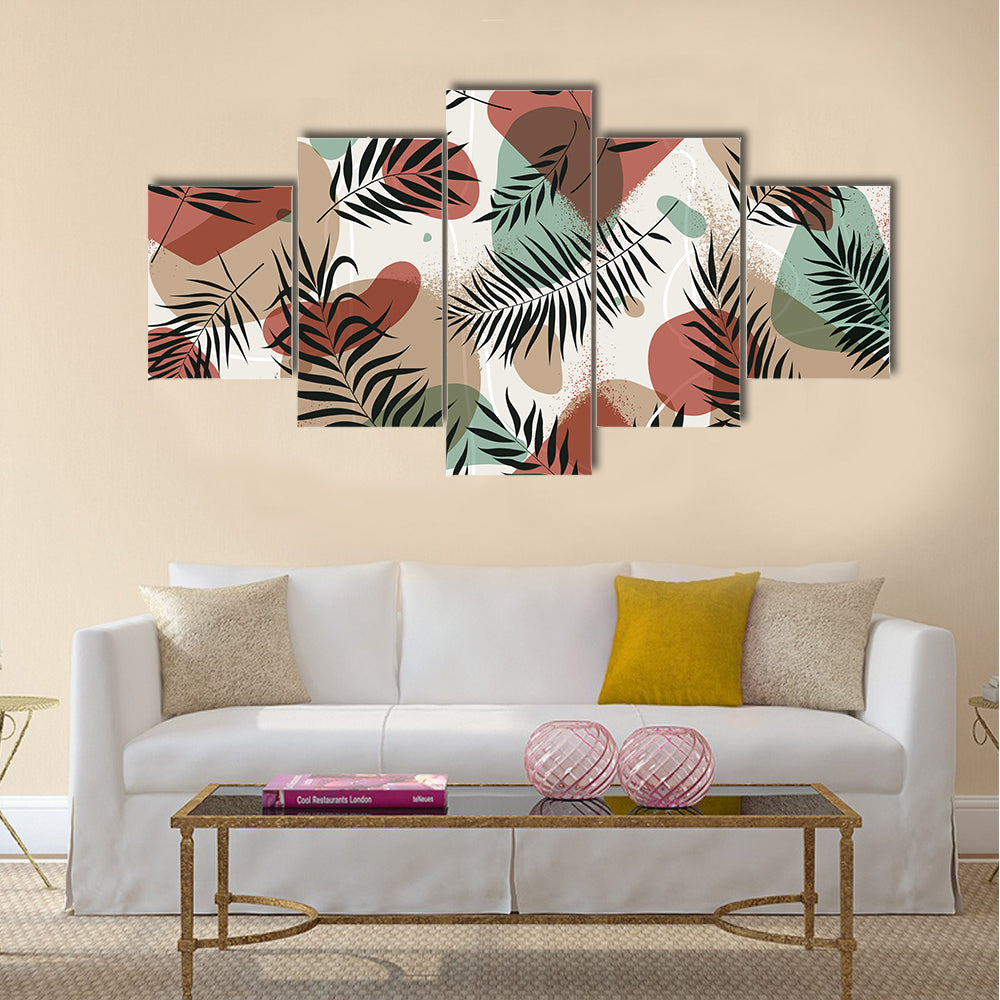 Tropical Palm and Fern Leaves Print Canvas Wall Art