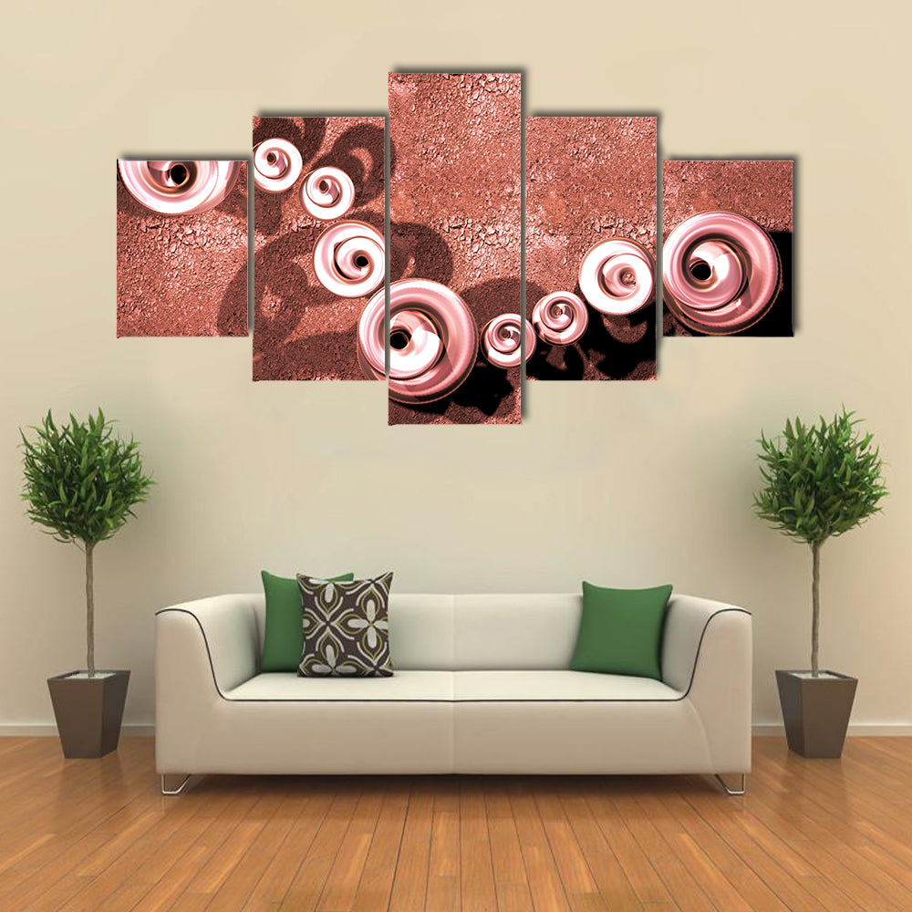 Terracotta Swirls with Glossy Spirals and Cracked Terrain Canvas Wall Art