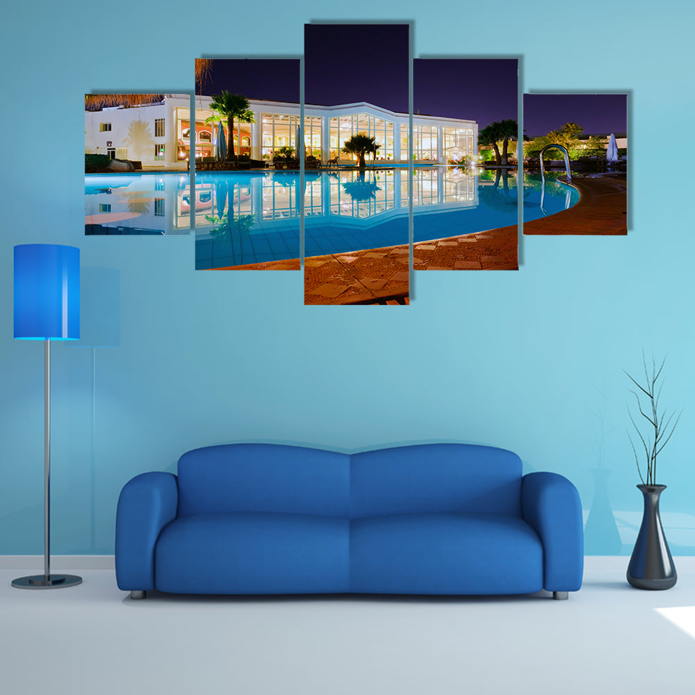 Luxury Resort Pool at Night Canvas Wall Art