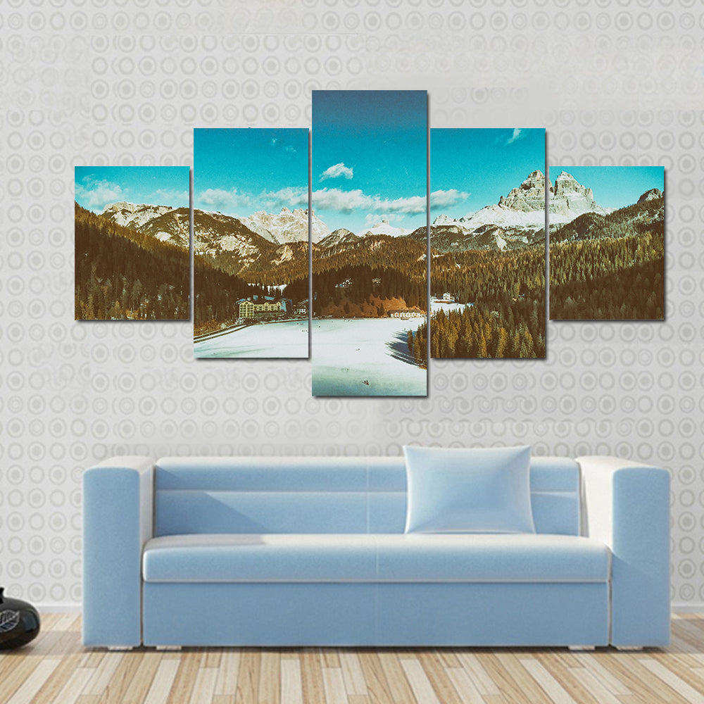 Italian Dolomites in Winter Canvas Wall Art