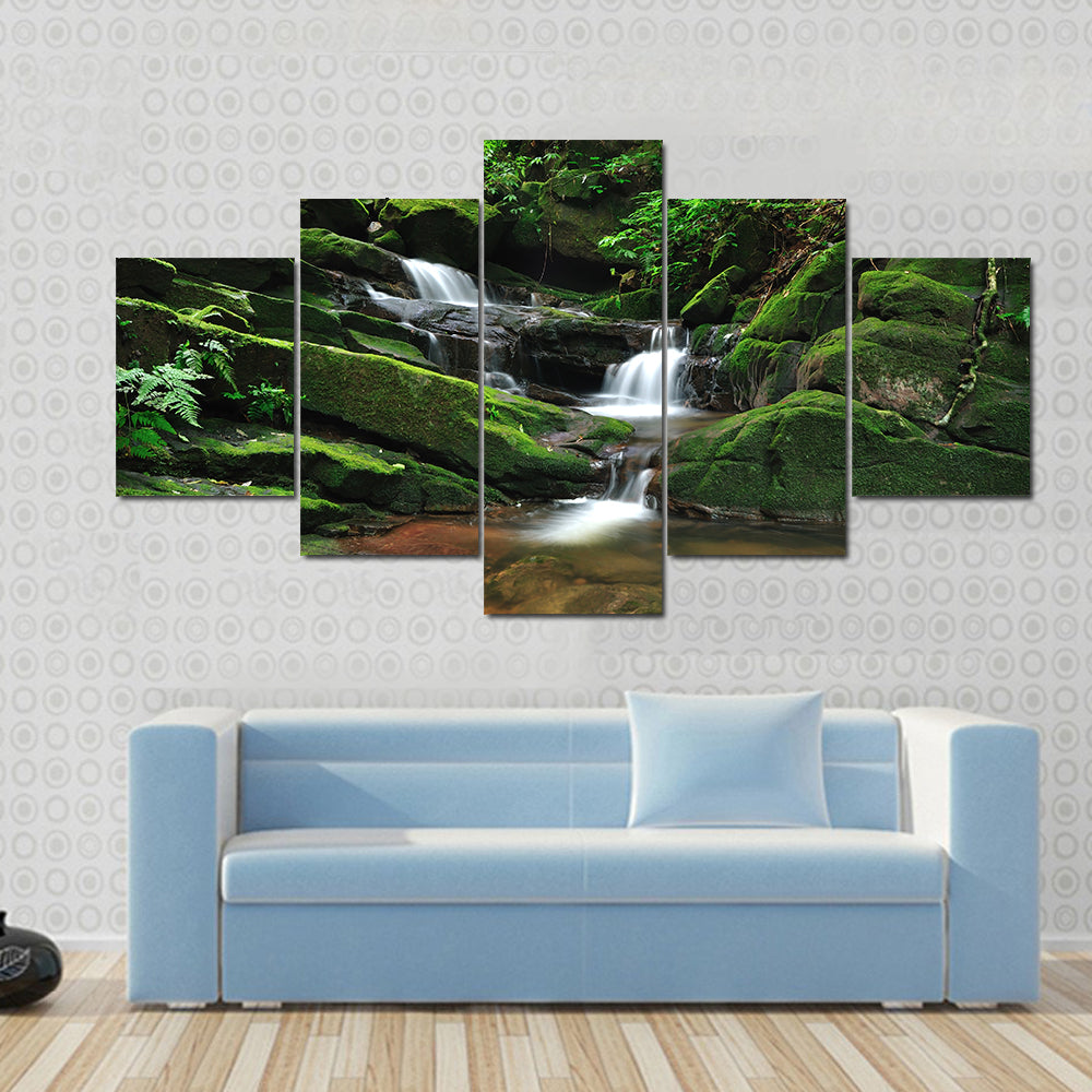 Waterfall In Rain Forest Canvas Wall Art
