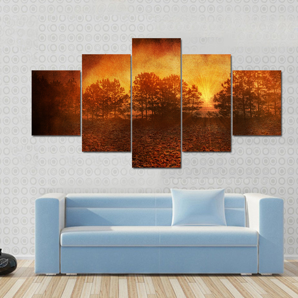 Rusty Golden Textured Autumn Field Canvas Wall Art